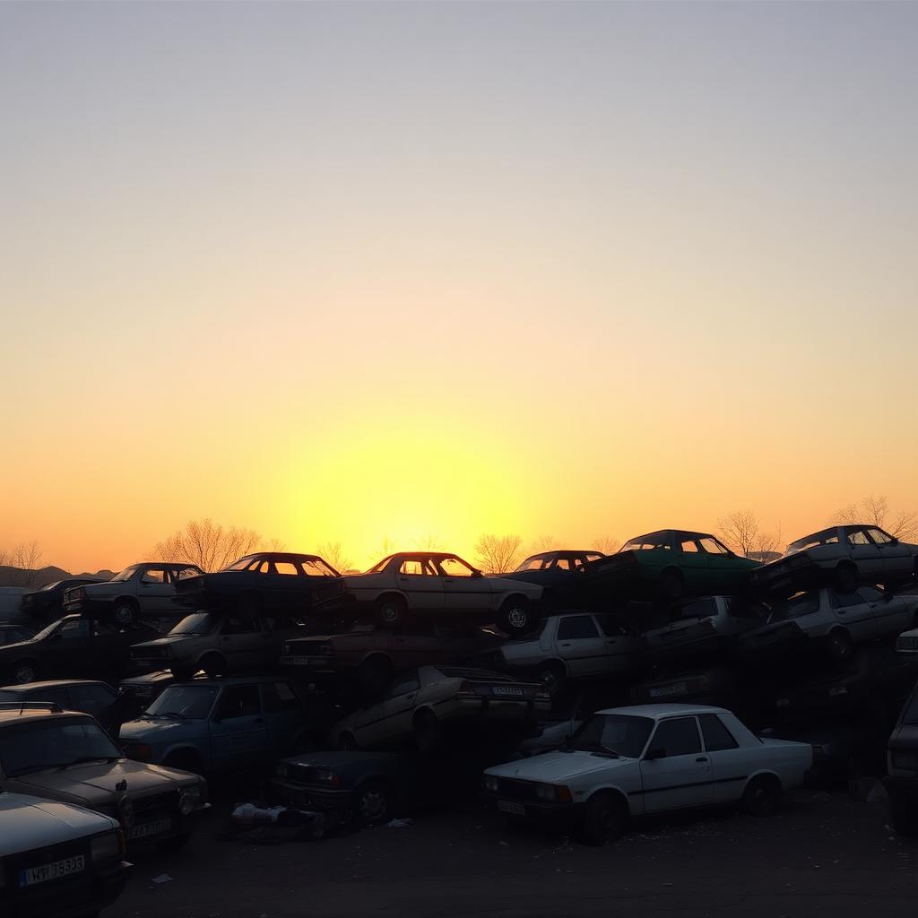 Stacked Lada junkyard