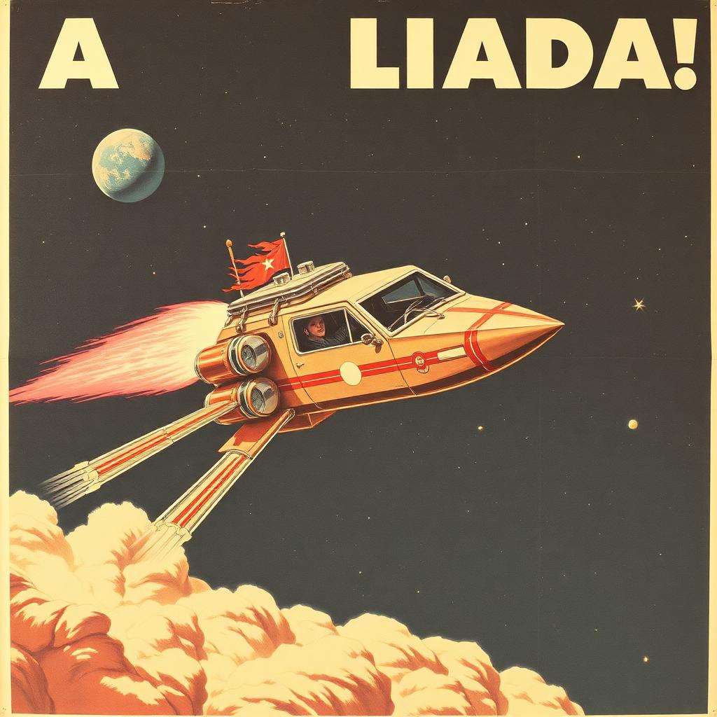 Lada in space, propaganda poster